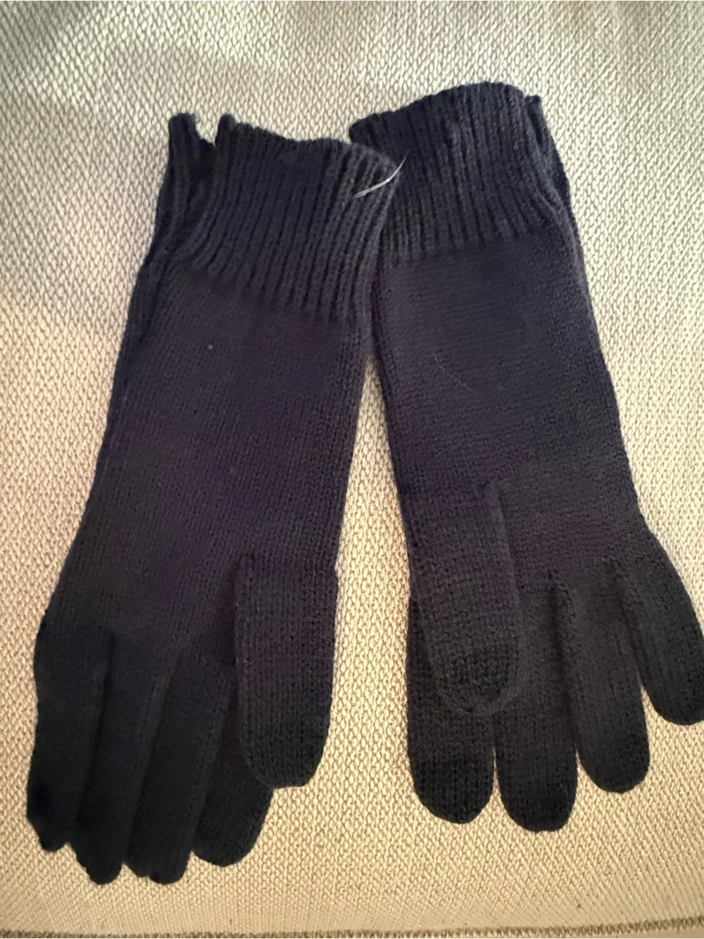 All Saints Collegiate Blue  Knit Logo Touchscreen Gloves